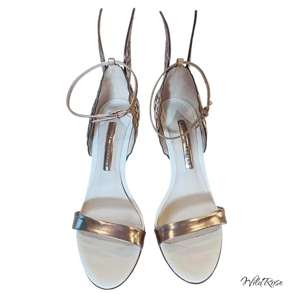 SOPHIA WEBSTER Evangeline Rose Gold & White Angel Wing Heels SZ 39
